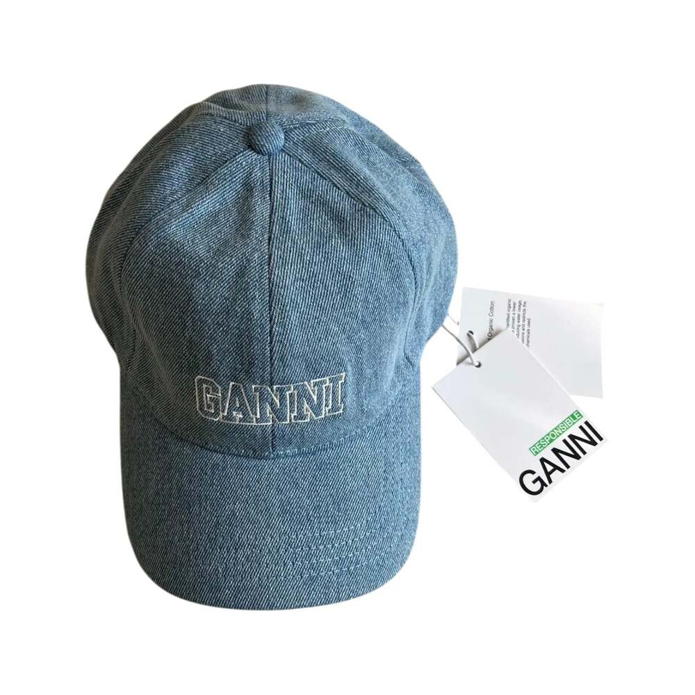 GANNI Logo-Embroidered Denim Baseball Cap NWT